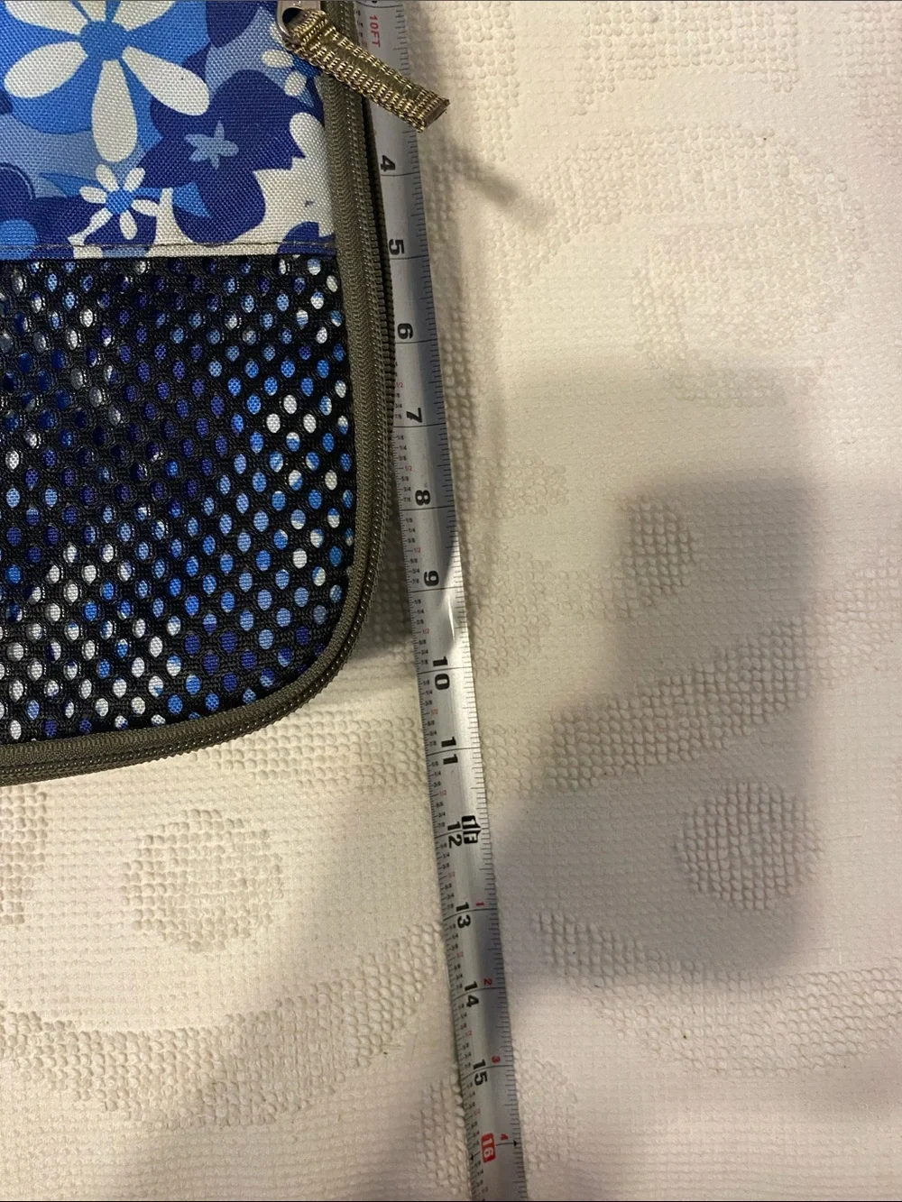 L.L. Bean Blue and White Floral Travel Cosmetic Case/Lunch Bag.  Normal wear